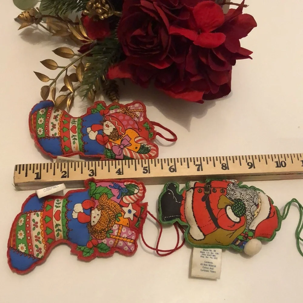 Hallmark 1974 Fabric Christmas Ornaments 1970s Hallmark Fabric Ornaments